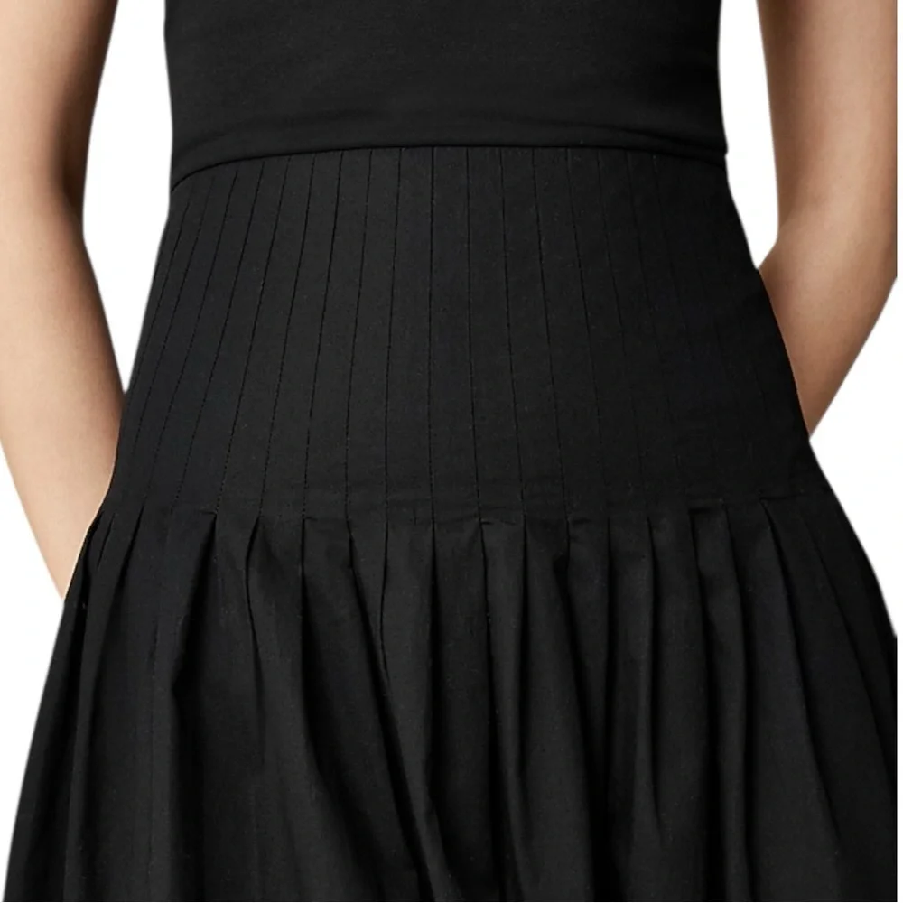 J Crew Black Sleeveless Square Neck Pintuck Mixy Dress Womens Size S